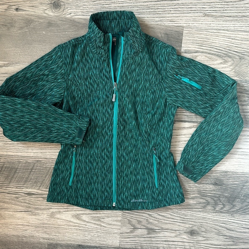 Eddie Bauer women’s windfoil elite fleece lined‎ jacket teal green blue XS